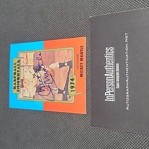 Mickey mantle sighned card 1980 87 ssp baseball immortals Inpersonauthentication